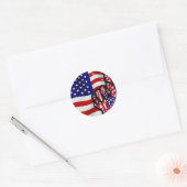 Verenigde Staten._ Ronde Sticker (Envelop)