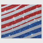 Verenigde Staten Rood Wit Blauw Glitter Vlag Indep Cadeaupapier (Vlak)
