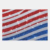 Verenigde Staten Rood Wit Blauw Glitter Vlag Indep Inpakpapier Vel (Voorkant 3)
