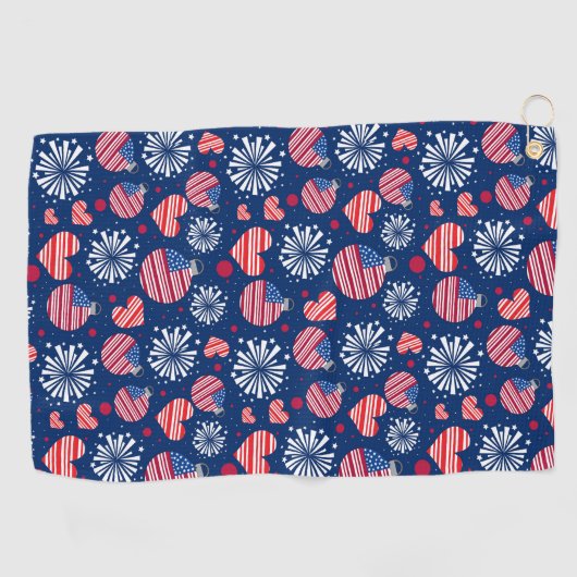 Verenigde Staten Rood Wit en Blauw Vuurwerk | FEES Golfhanddoek (Horizontaal)