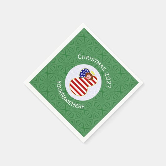 Verenigde Staten Roodharige Engel Kerstvlag Gepers Servet (Hoek)