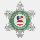 Verenigde Staten Roodharige Engel Kerstvlag Gepers Tin Sneeuwvlok Ornament (Voorkant)