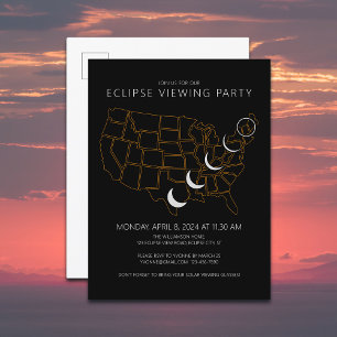 Verenigde Staten Solar Eclipse 4.8.2024 Bezichtigi Uitnodiging Briefkaart