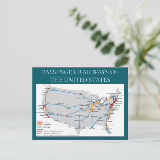 Verenigde Staten Spoorwegen Kaart Briefkaart (Staand voorkant)