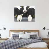 Verenigde Staten, staat New York, Koeien drink van Canvas Afdruk (Insitu (Slaapkamer))