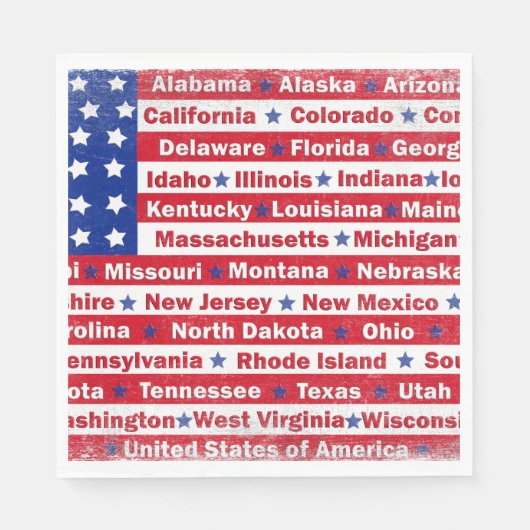 Verenigde Staten Staat op Vlag Servet (Voorkant)