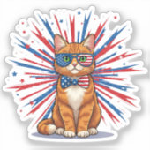 Verenigde Staten Starburst Cat - Patriotic Sticker (Voorkant)
