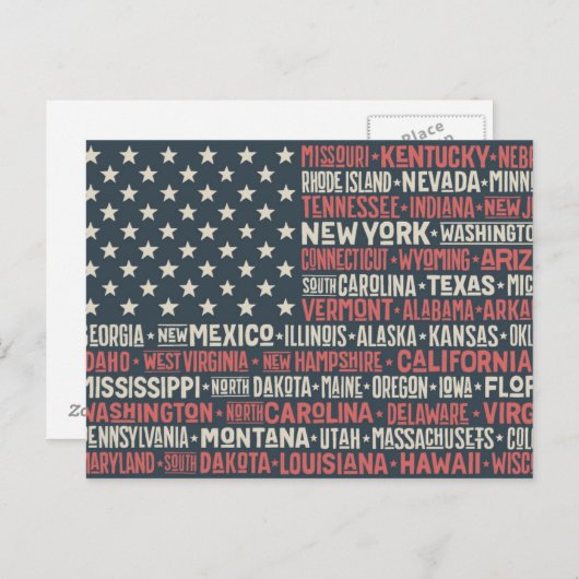 Verenigde Staten |Staten en hoofdsteden Briefkaart (Voorkant / Achterkant)