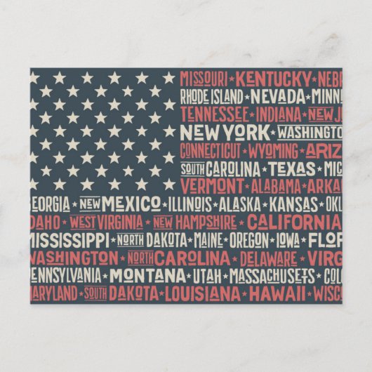 Verenigde Staten |Staten en hoofdsteden Briefkaart (Voorkant)
