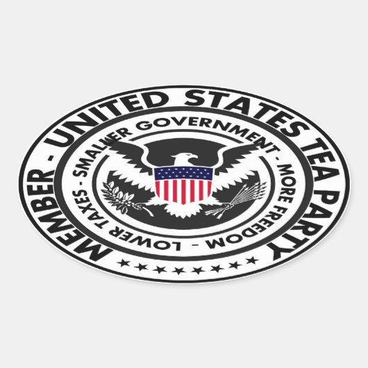 Verenigde Staten Tea Party Ovale Sticker (Voorkant)