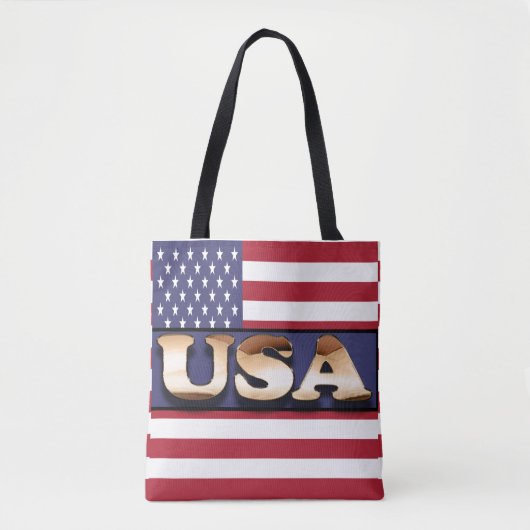 Verenigde Staten Tekst Amerikaanse vlag Tote Bag (Voorkant)