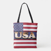 Verenigde Staten Tekst Amerikaanse vlag Tote Bag (Achterkant)