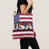 Verenigde Staten Tekst Amerikaanse vlag Tote Bag (Dichtbij)
