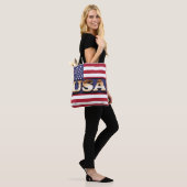 Verenigde Staten Tekst Amerikaanse vlag Tote Bag (Op model)
