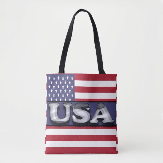 Verenigde Staten Tekst Amerikaanse vlag Tote Bag (Voorkant)