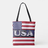 Verenigde Staten Tekst Amerikaanse vlag Tote Bag (Achterkant)