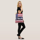 Verenigde Staten Tekst Amerikaanse vlag Tote Bag (Op model)