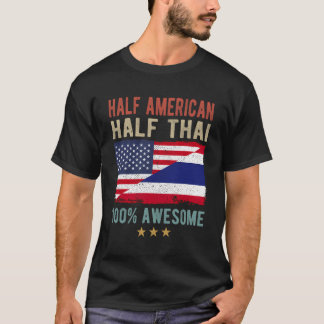 Verenigde Staten Thailand vlag half Amerikaans hal T-shirt