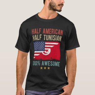 Verenigde Staten Tunesische vlag Halve Amerikaanse T-shirt