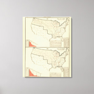 Verenigde Staten Twee gekleurde lithografische kaa Canvas Afdruk