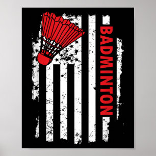 Verenigde Staten Usa Vlag Badminton Speler Poster
