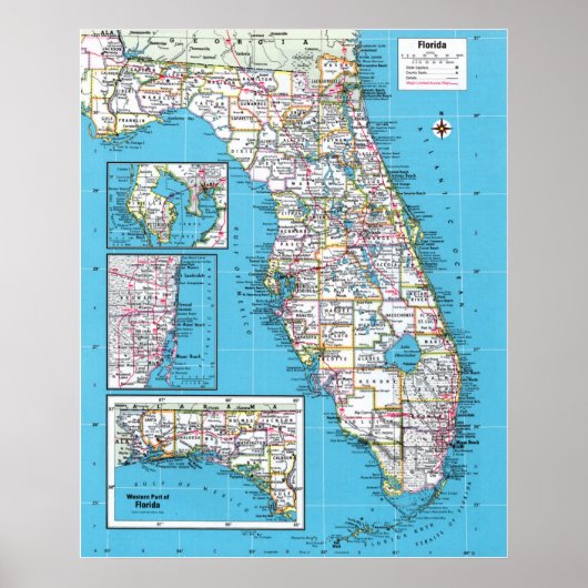 "Verenigde Staten van Amerika: 2015/heute Florida Poster (Voorkant)