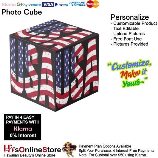 Verenigde Staten van Amerika Flag Photo Cube Kubus