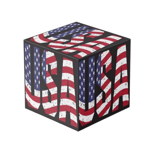 Verenigde Staten van Amerika Flag Photo Cube Kubus (Voorkant hoekig)