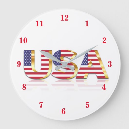 Verenigde Staten van Amerika Flag Wall Clock Grote Klok (Voorkant)