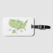 Verenigde Staten van Amerika Geïllustreerde kaart Bagagelabel (Voorkant (horizontaal))