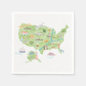 Verenigde Staten van Amerika Geïllustreerde kaart Servet (Voorkant)