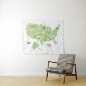 Verenigde Staten van Amerika Geïllustreerde kaart Wandkleed (In Situ (horizontaal))