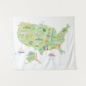 Verenigde Staten van Amerika Geïllustreerde kaart Wandkleed (Voorkant (horizontaal))