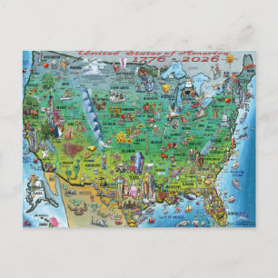 Verenigde Staten van Amerika Leuk Poster met Landk Briefkaart
