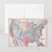 Verenigde Staten van Amerika Map (1857) Briefkaart (Voorkant / Achterkant)