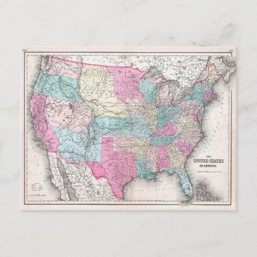 Verenigde Staten van Amerika Map (1857) Briefkaart (Voorkant)