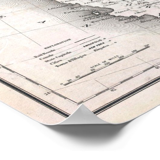  Verenigde Staten van Amerika Map (1857) Poster (Hoek)