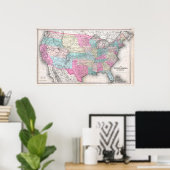  Verenigde Staten van Amerika Map (1857) Poster (Thuiskantoor)