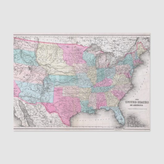  Verenigde Staten van Amerika Map (1857) Tissuepapier (Voorkant)