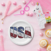 Verenigde Staten van Amerika met de rode witte en  Papieren Bordje (Feest)