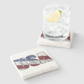 Verenigde Staten van Amerika met de rode witte en  Stenen Onderzetter (Zijkant)