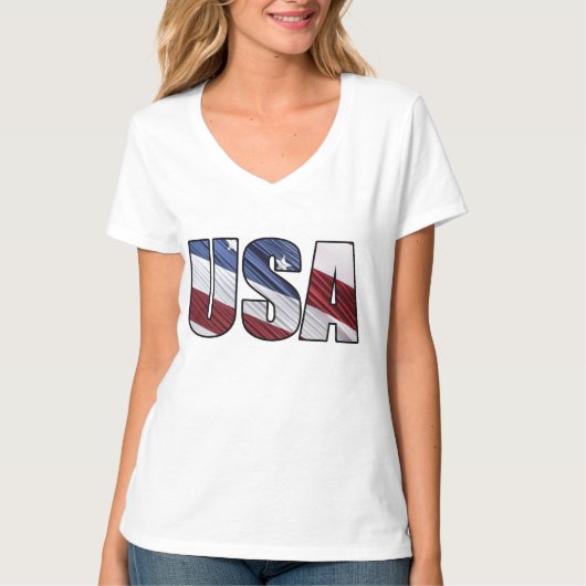 Verenigde Staten van Amerika met de rode witte en  T-shirt (Voorkant)