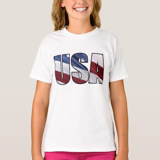 Verenigde Staten van Amerika met de rode witte en  T-shirt (Voorkant)
