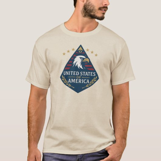 Verenigde Staten van Amerika Pyramid Eagle Embleem T-shirt (Voorkant)