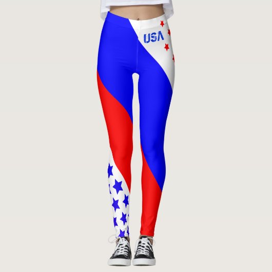 VERENIGDE STATEN VAN AMERIKA ROOD WIT & BLAUW USA LEGGINGS (Voorkant)