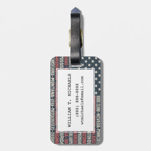 Verenigde Staten van Amerika |Staten en hoofdstede Bagagelabel (Achterkant verticaal)