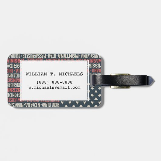 Verenigde Staten van Amerika |Staten en hoofdstede Bagagelabel (Achterkant horizontaal)