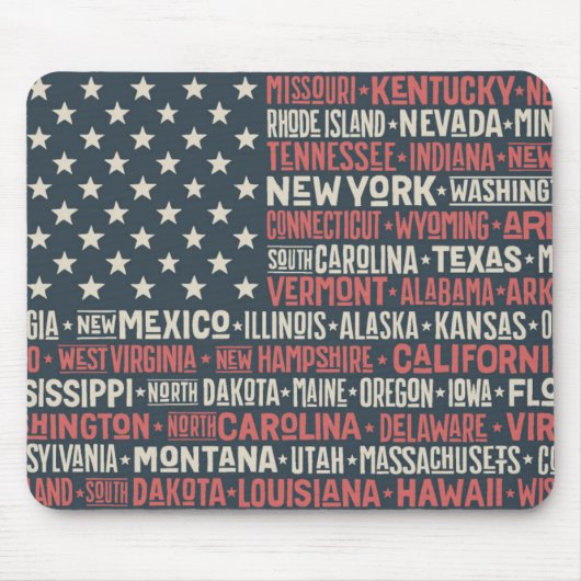 Verenigde Staten van Amerika |Staten en hoofdstede Muismat (Voorkant)