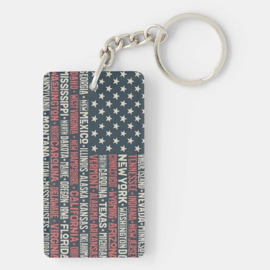 Verenigde Staten van Amerika |Staten en hoofdstede Sleutelhanger (achterkant)