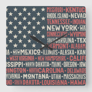 Verenigde Staten van Amerika Staten en hoofdstede Vierkante Klok